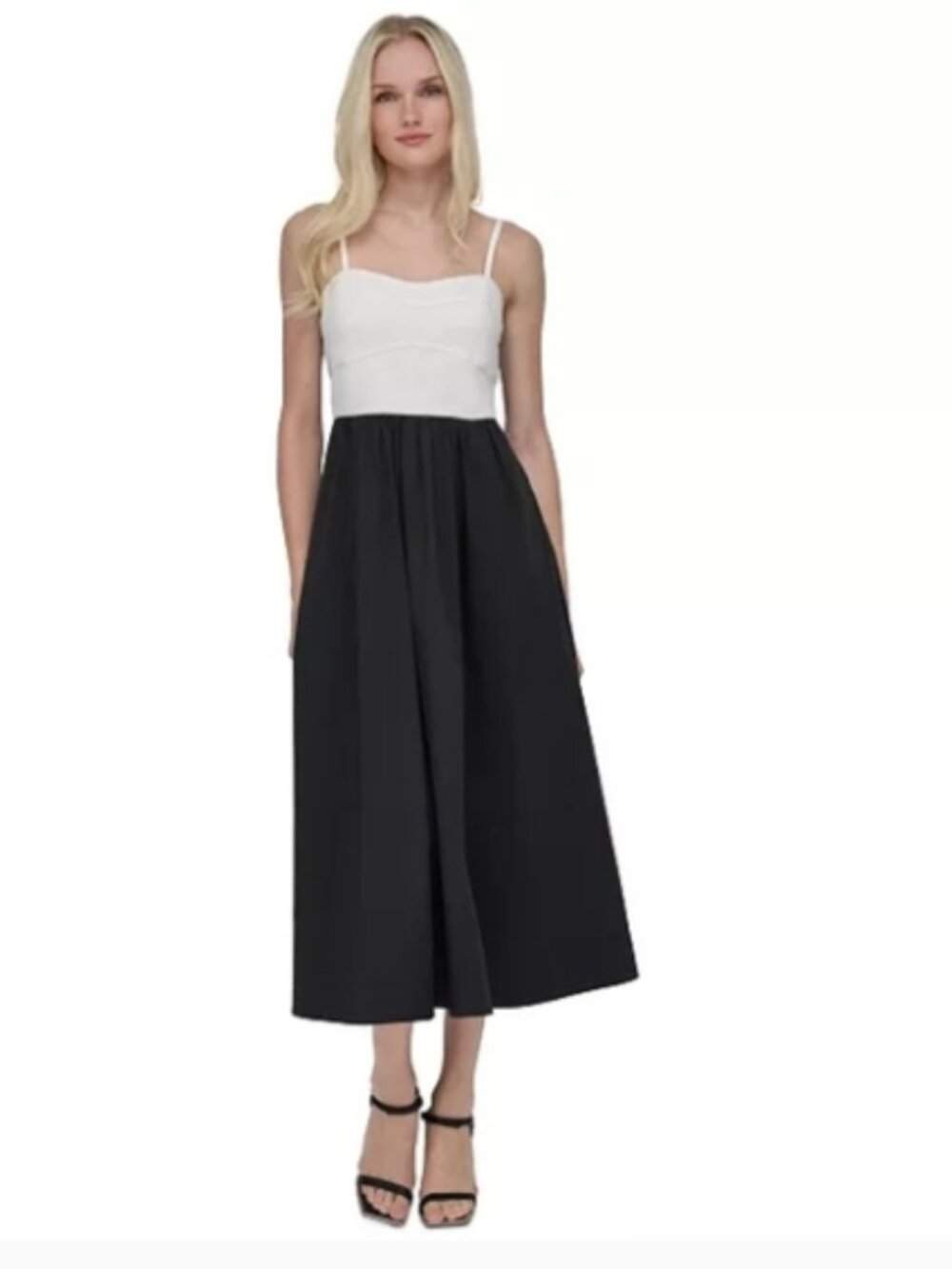 Dkny Black & White Midi Dress